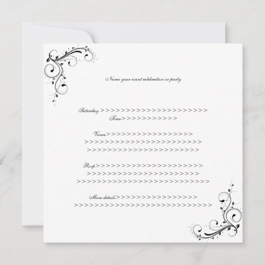 30e verjaardag Floral Swirls Black & White Kaart (Achterkant)