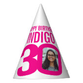 30e verjaardag foto aangepaste foto roze wit feesthoedjes (Voorkant)