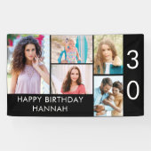 30e verjaardag Foto Collage 5 Afbeelding Zwart wit Spandoek (Horizontaal)