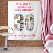 30e verjaardag Foto Collage Backdrop roze Wandkleed