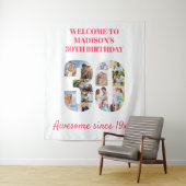 30e verjaardag Foto Collage Backdrop roze Wandkleed (In situ)