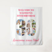 30e verjaardag Foto Collage Backdrop roze Wandkleed (Voorkant)