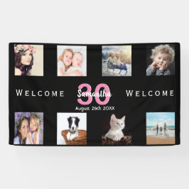 30e verjaardag foto collage meisje zwart spandoek