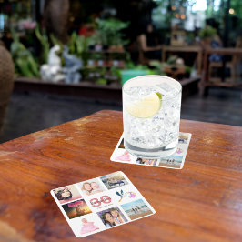 30e verjaardag foto collage naam kartonnen onderzetters