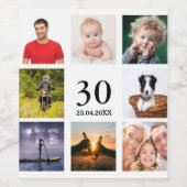 30e verjaardag foto collage wijn etiket (Enkel label)