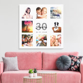 30e verjaardag foto collage witte monogram canvas afdruk (Insitu (Woonkamer))