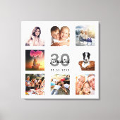 30e verjaardag foto collage witte monogram canvas afdruk (Voorkant)