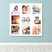 30e verjaardag foto collage witte monogram canvas afdruk (Insitu (Houten vloer))