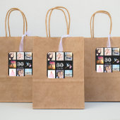 30e verjaardag foto collage zwart monogram vierkante sticker