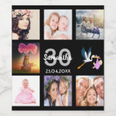 30e verjaardag foto collage zwart wijn etiket (Enkel label)