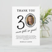 30e verjaardag foto dank je wel kaart (Staand voorkant)