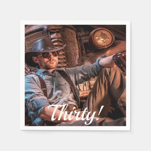 30e verjaardag foto dertig leuke jongens mannen servet (Voorkant)