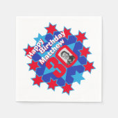 30e verjaardag foto en naam rode ster servetten (Voorkant)