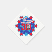 30e verjaardag foto en naam rode ster servetten (Hoek)