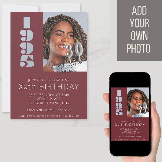 30e verjaardag foto geboren in 1995 Bourgondië roo Kaart