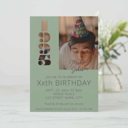 30e verjaardag foto geboren in 1995 groen kaart (Staand voorkant)