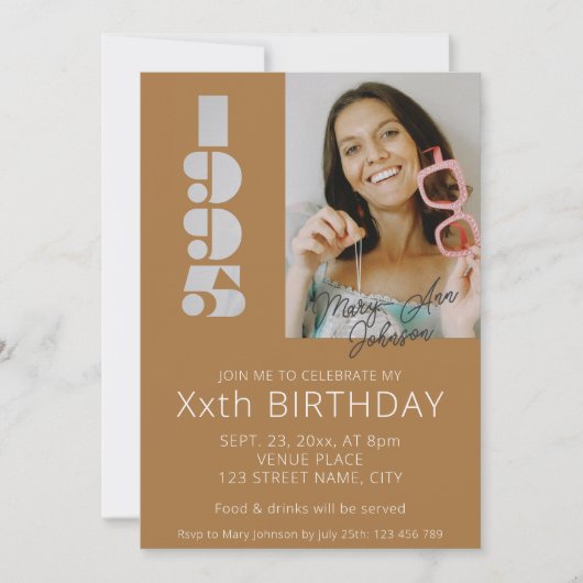 30e verjaardag foto geboren in 1995 koperen bruin kaart (Voorkant)