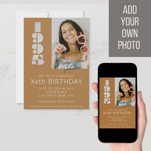 30e verjaardag foto geboren in 1995 koperen bruin kaart