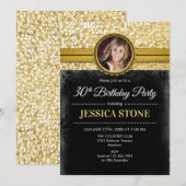 30e verjaardag foto - Goud Zwart Kaart (Voorkant / Achterkant)