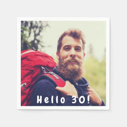 30e verjaardag foto hallo 30 jongens mannen servet (Voorkant)