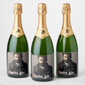 30e verjaardag foto hallo 30 jongens mannen sparkling wijnetiket (Flessen)