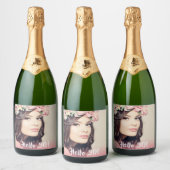 30e verjaardag foto hallo 30 vrouwen sparkling wijnetiket (Flessen)