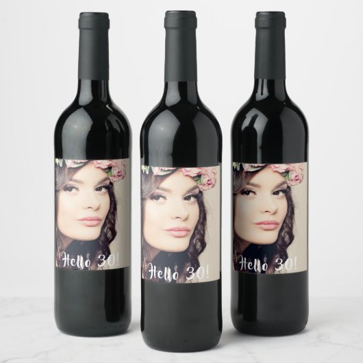 30e verjaardag foto hallo 30 wijn etiket (Flessen)
