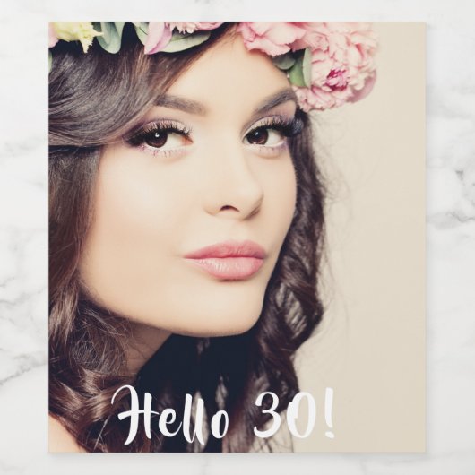 30e verjaardag foto hallo 30 wijn etiket (Enkel label)