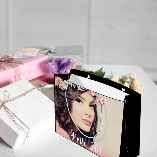 30e verjaardag foto hallo 30 zwart groot cadeauzakje