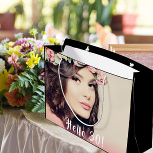 30e verjaardag foto hallo 30 zwart groot cadeauzakje