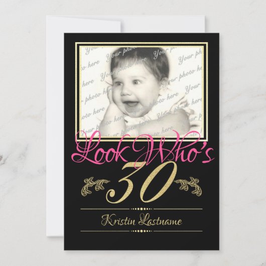 30e verjaardag Foto Kaart (Voorkant)