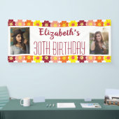 30e verjaardag Foto kleurrijke bloemen Spandoek (Beurs)