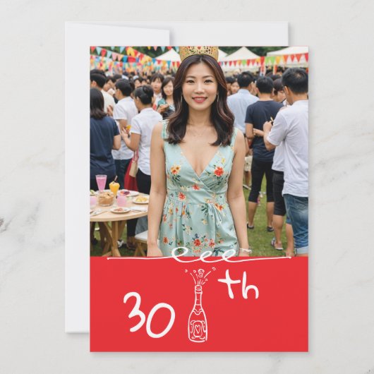 30e verjaardag foto met de hand getekend rood wit kaart (Achterkant)