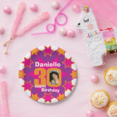 30e verjaardag foto naam roze sterrenpapier bord (Feest)