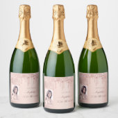 30e verjaardag foto roos goud glitter roze sparkling wijnetiket (Flessen)