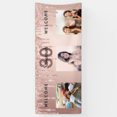 30e verjaardag foto roos gouden glitter sparkle spandoek (Verticaal)