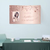 30e verjaardag foto roos gouden roze glittersterre spandoek (Beurs)