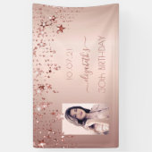 30e verjaardag foto roos gouden roze glittersterre spandoek (Verticaal)