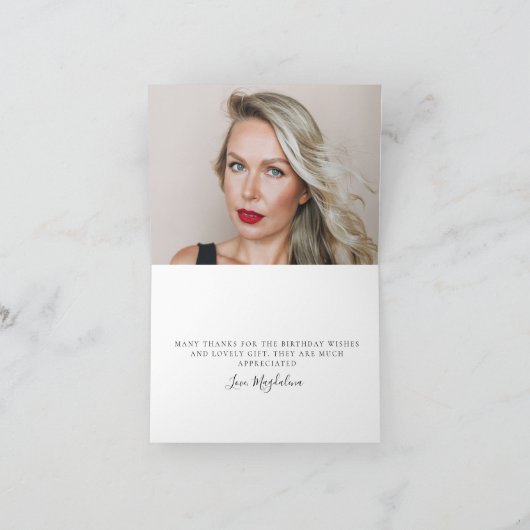 30e Verjaardag Foto Roze Bow Wildflower Gevouwen Bedankkaart (Binnen)