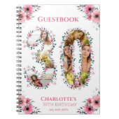 30e verjaardag Foto roze flower White Guest Book Notitieboek (Voorkant)