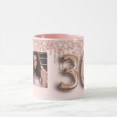 30e verjaardag foto roze roze roos goud glitter ba mok (Midden)