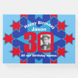 30e verjaardag foto ster rood blauw gastenboek