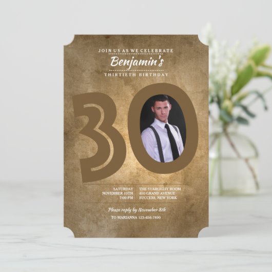30e verjaardag foto uitnodiging (Staand voorkant)