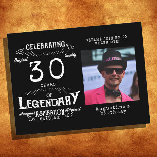 30e verjaardag Foto van Black  Birthday Invites Briefkaart