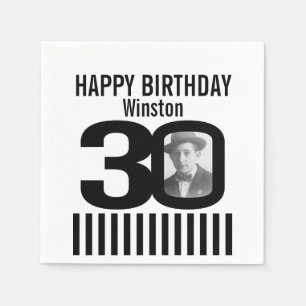 30e verjaardag foto zwarte streep foto servetten