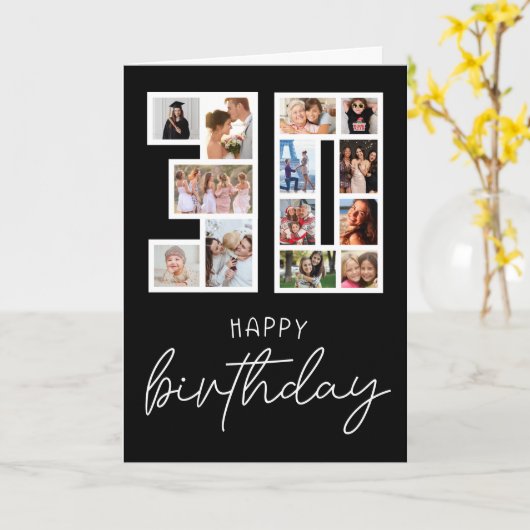 30e verjaardag Fotocollage Groet Kaart (Gele Bloem)