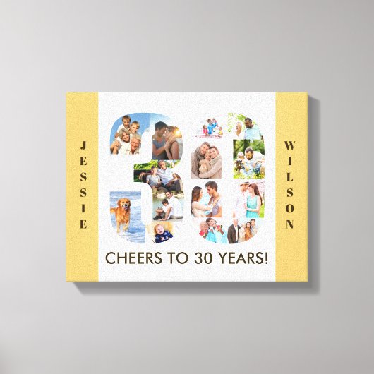 30e verjaardag Fotocollage nummer 30 neutraal Canvas Afdruk (Voorkant)