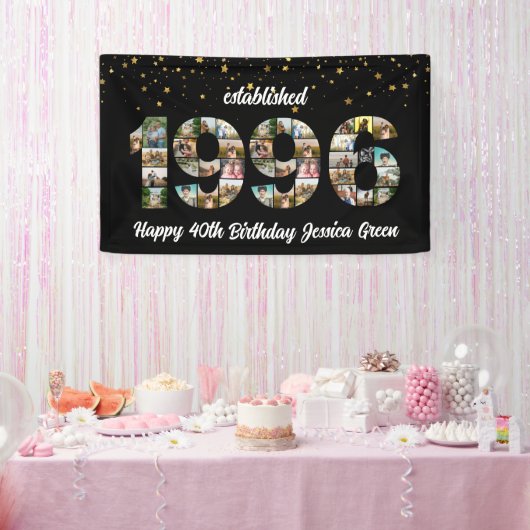 30e verjaardag Fotocollage opgericht 1996 Spandoek (Feest)