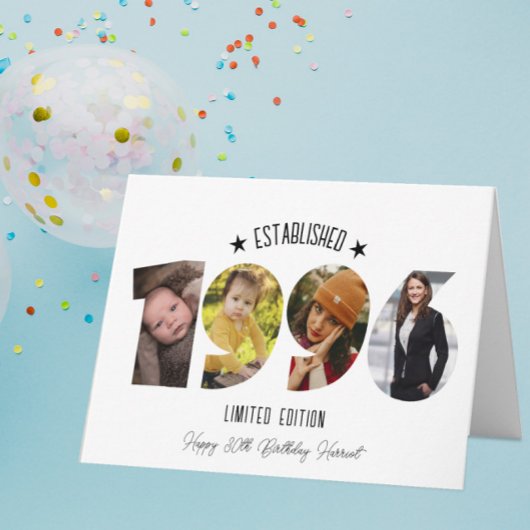 30e verjaardag Fotocollage opgericht in 1996 Bedankkaart