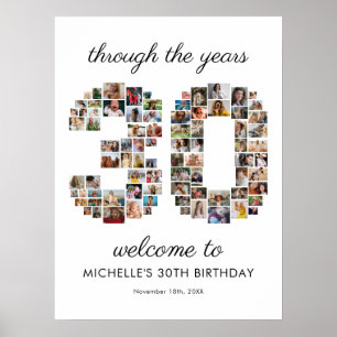 30e Verjaardag Fotocollage Welkom Poster
